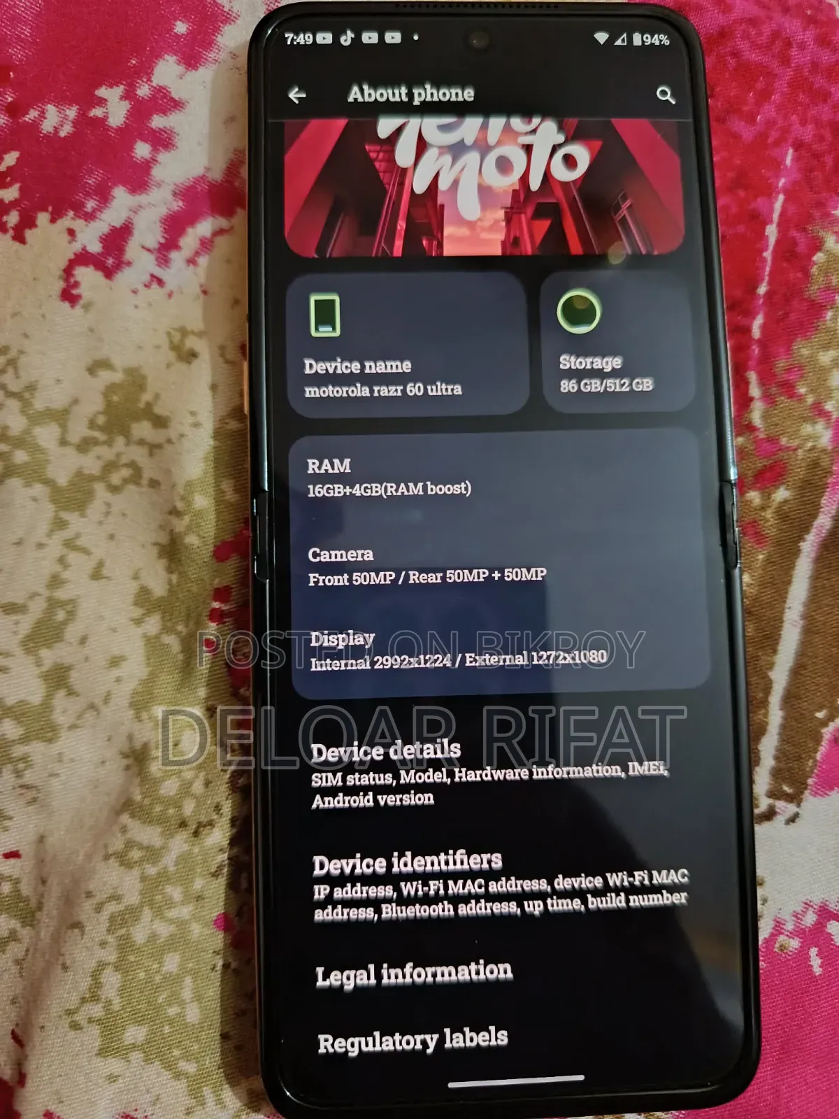 Motorola Razr 60 Ultra 512 GB Gold