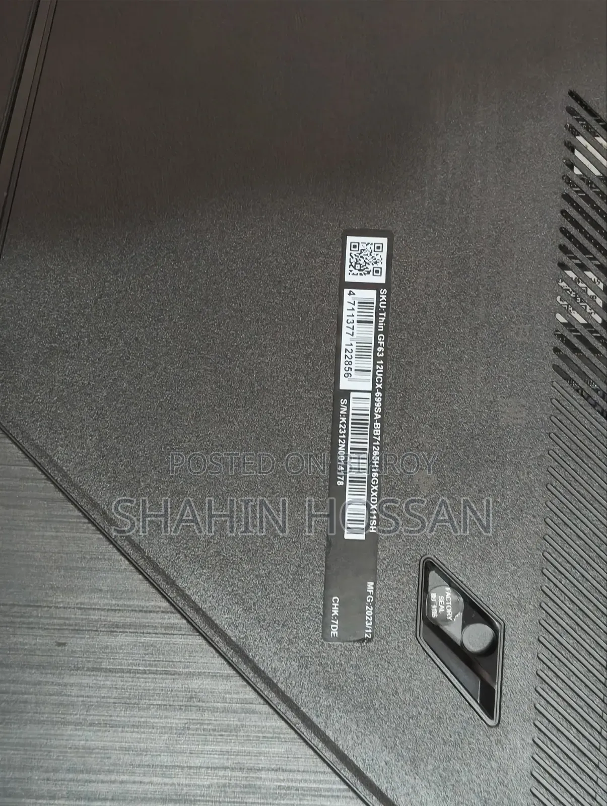 Laptop MSI GF63 8GB Intel Core i5 SSD 500GB