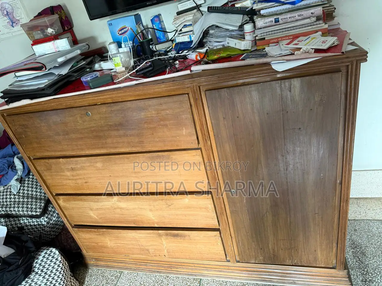 সেগুন কাঠের ওয়ারড্রোব (সাইড ক্যাবিনেট সহ)