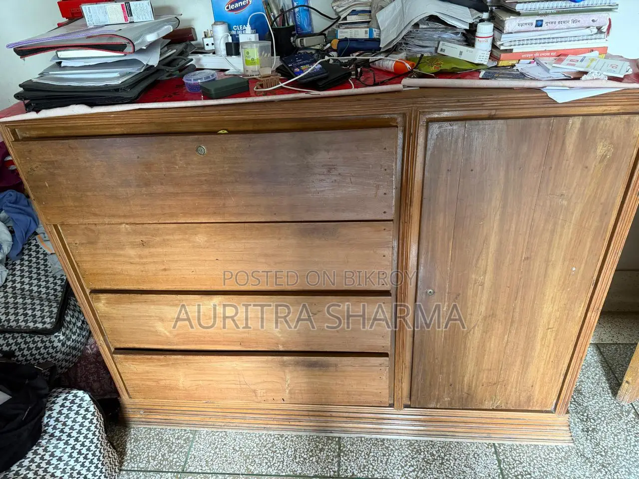 সেগুন কাঠের ওয়ারড্রোব (সাইড ক্যাবিনেট সহ)