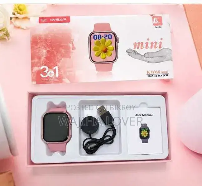 KW 68 Mini Smart Watch | 3 টি Extra Strap থাকবে।