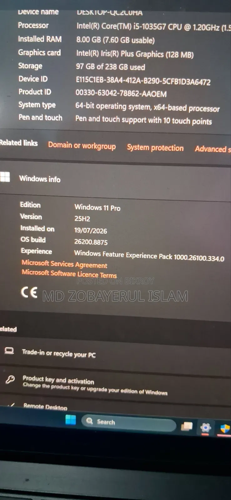 Laptop Microsoft Surface Laptop 3 8GB Intel Core i5 SSD 256GB