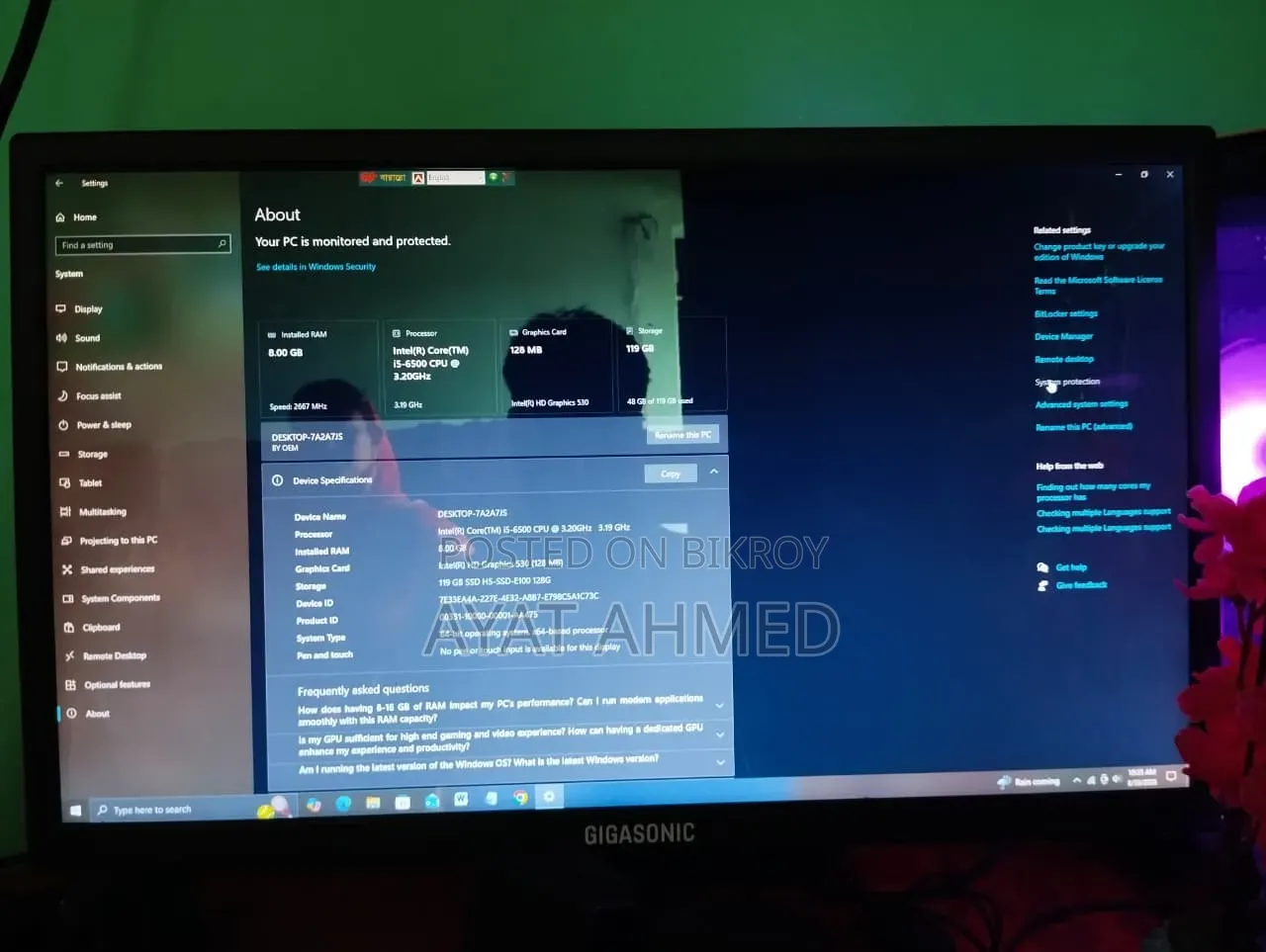 Desktop Computer 8GB Intel Core i5 SSD 128GB