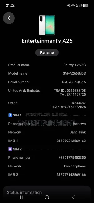 Samsung Galaxy A26 128 GB Black