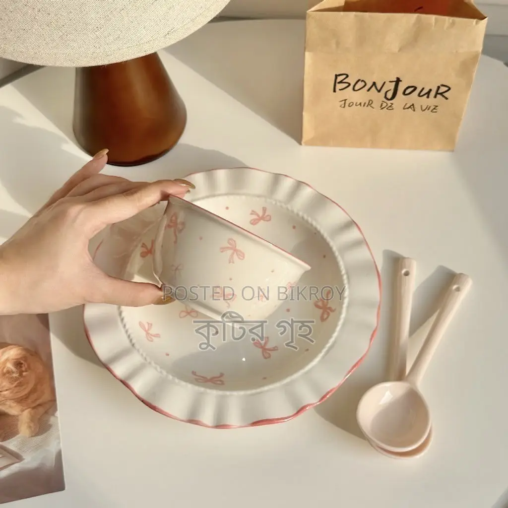 China Ceramic Pookie Design Bowl Spoon Plate Chopstick