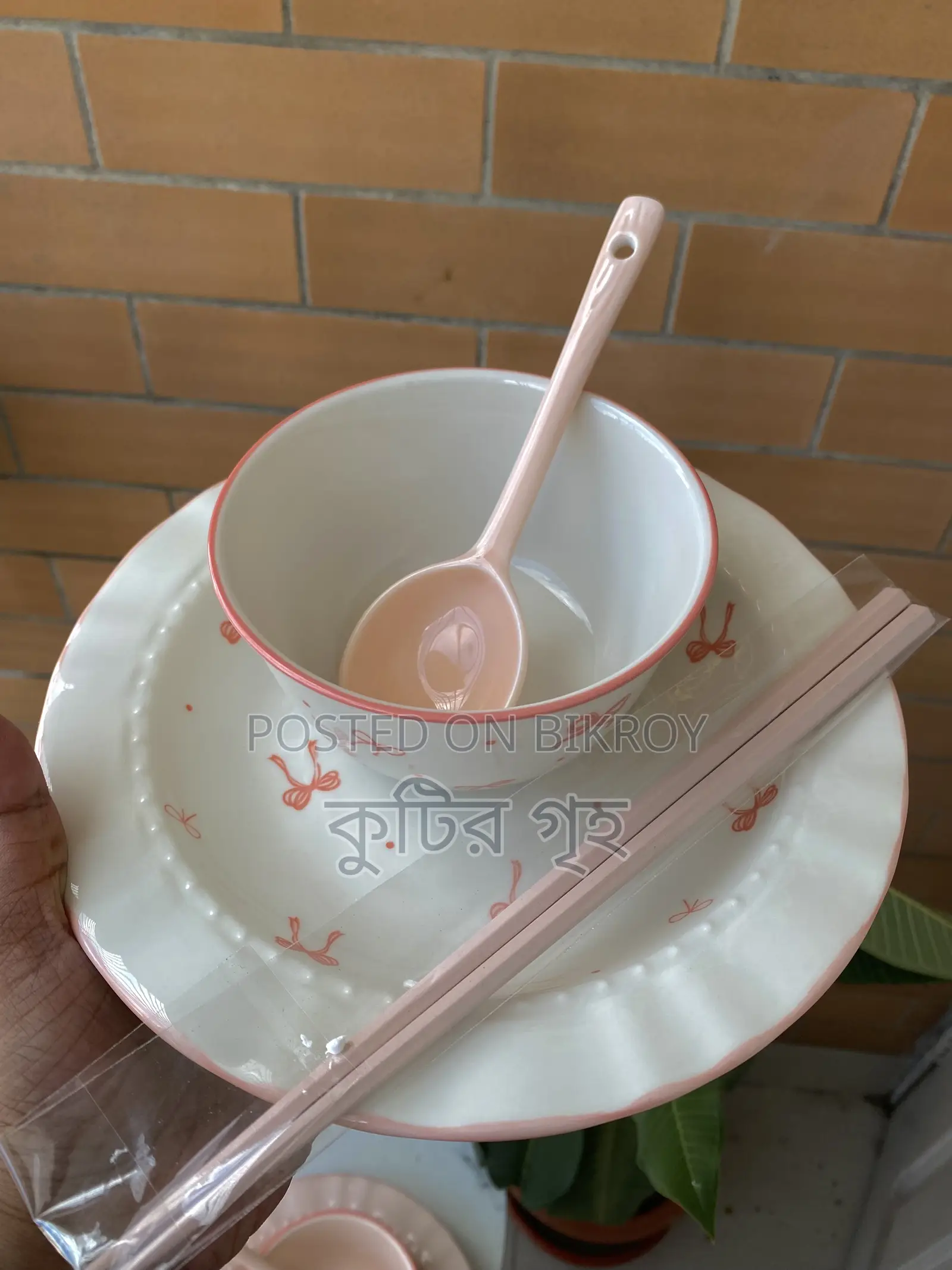 China Ceramic Pookie Design Bowl Spoon Plate Chopstick