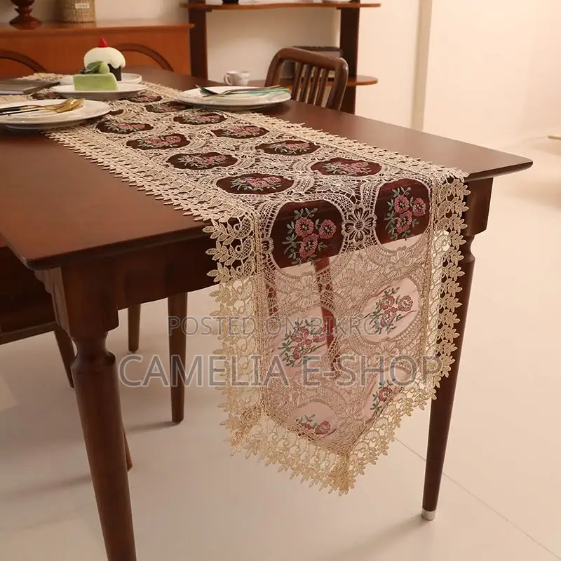 Elegant Silver Silk Jacquard Table Runner