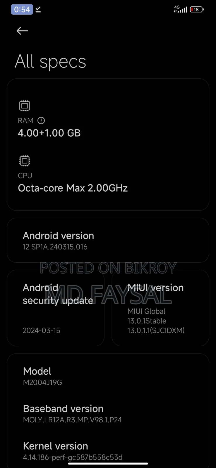 Xiaomi Redmi 9 64 GB Black