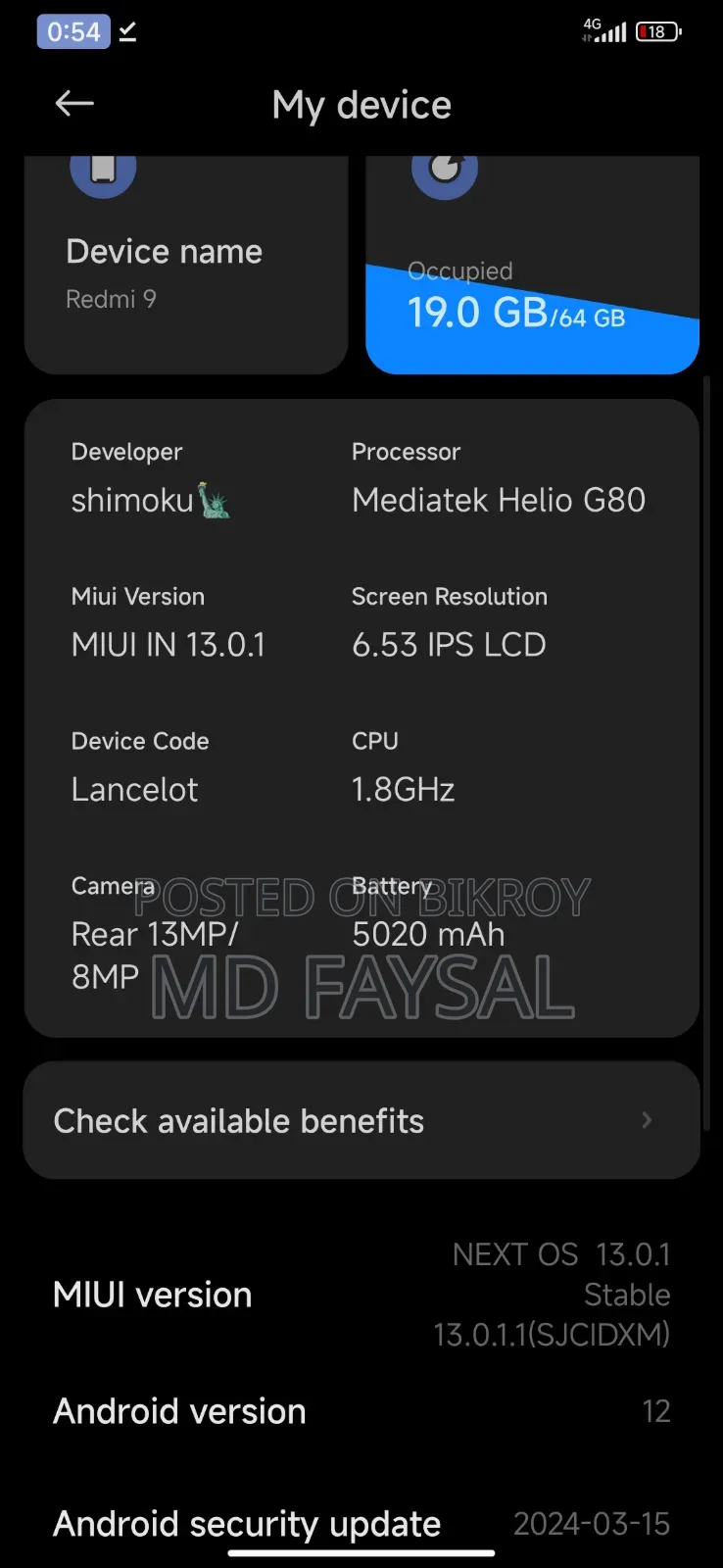 Xiaomi Redmi 9 64 GB Black