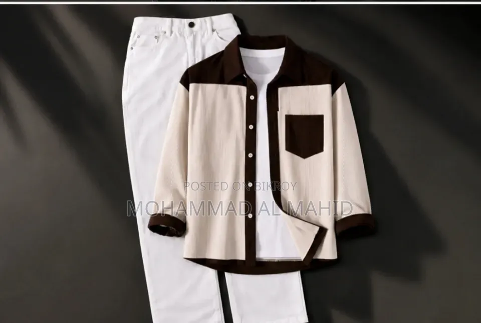 “Premium Maroon & White Casual Shirt Pant Set for Men”