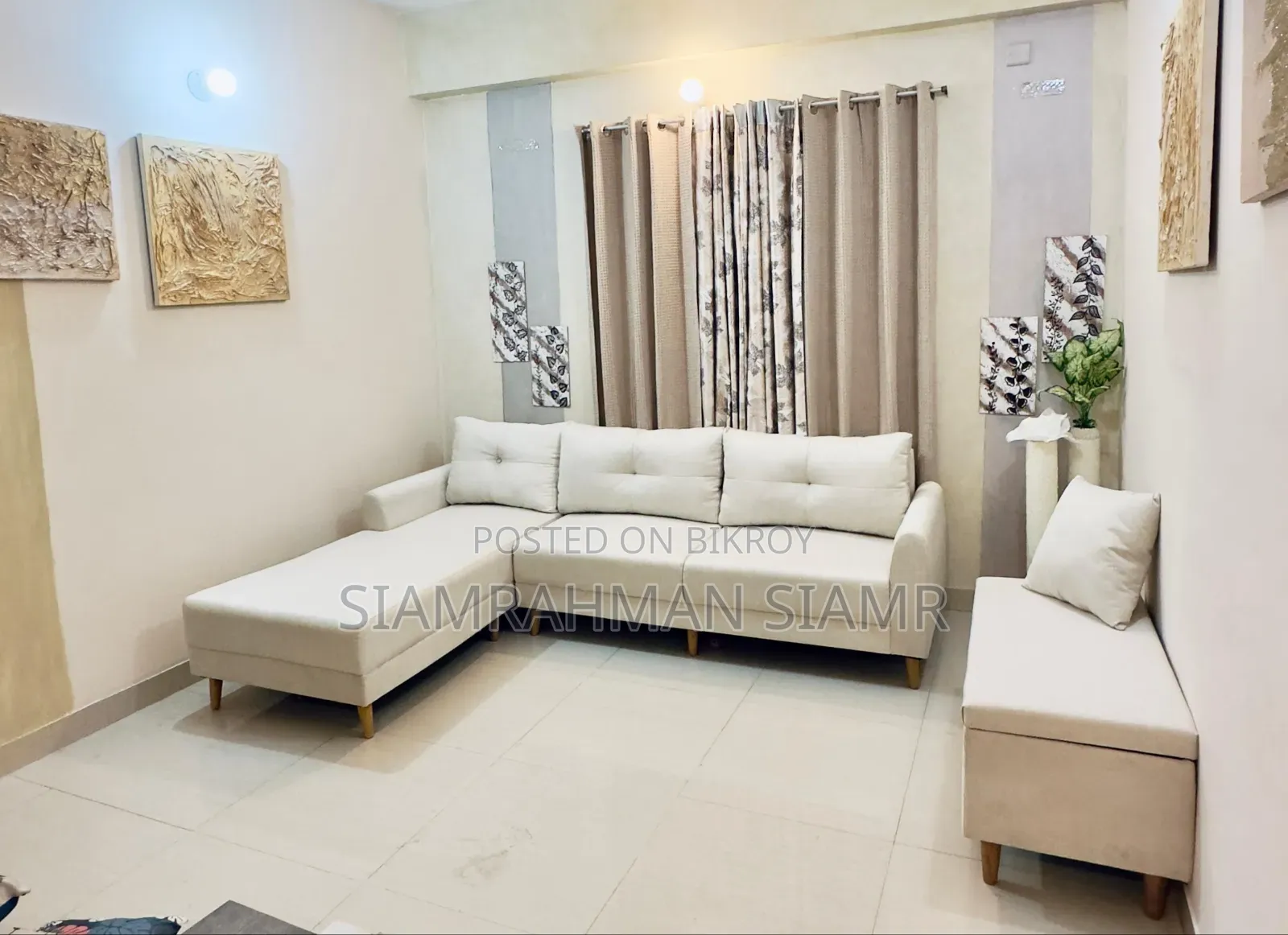 Premium L-Shaped Sectional Sofa Set With Storage Ottoman (Fresh)
