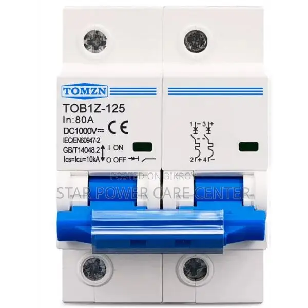 Tomzn TOB1Z-125 2P DC 1000V Miniature Circuit Breaker