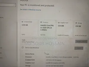 Desktop Computer Lenovo 4GB Intel Core i3 SSD 256GB