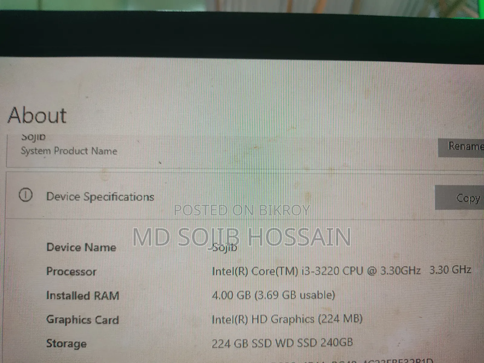 Desktop Computer Lenovo 4GB Intel Core i3 SSD 256GB