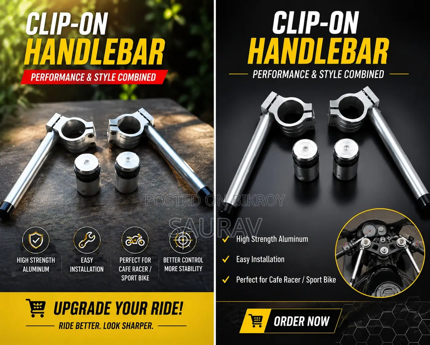 Clip on Handle Bar, R15, Gixxer Sf, Monotone With Bush