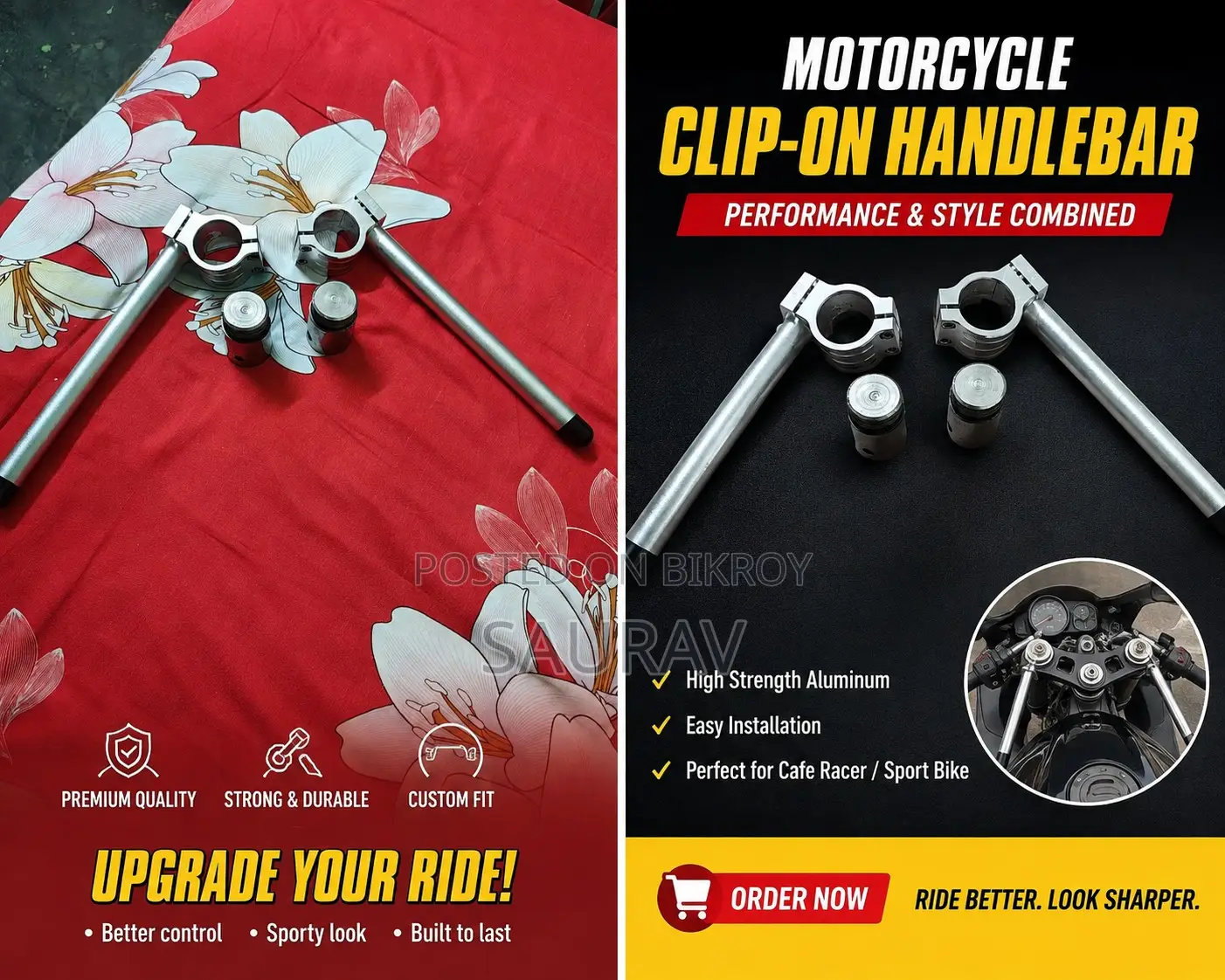 Clip on Handle Bar, R15, Gixxer Sf, Monotone With Bush