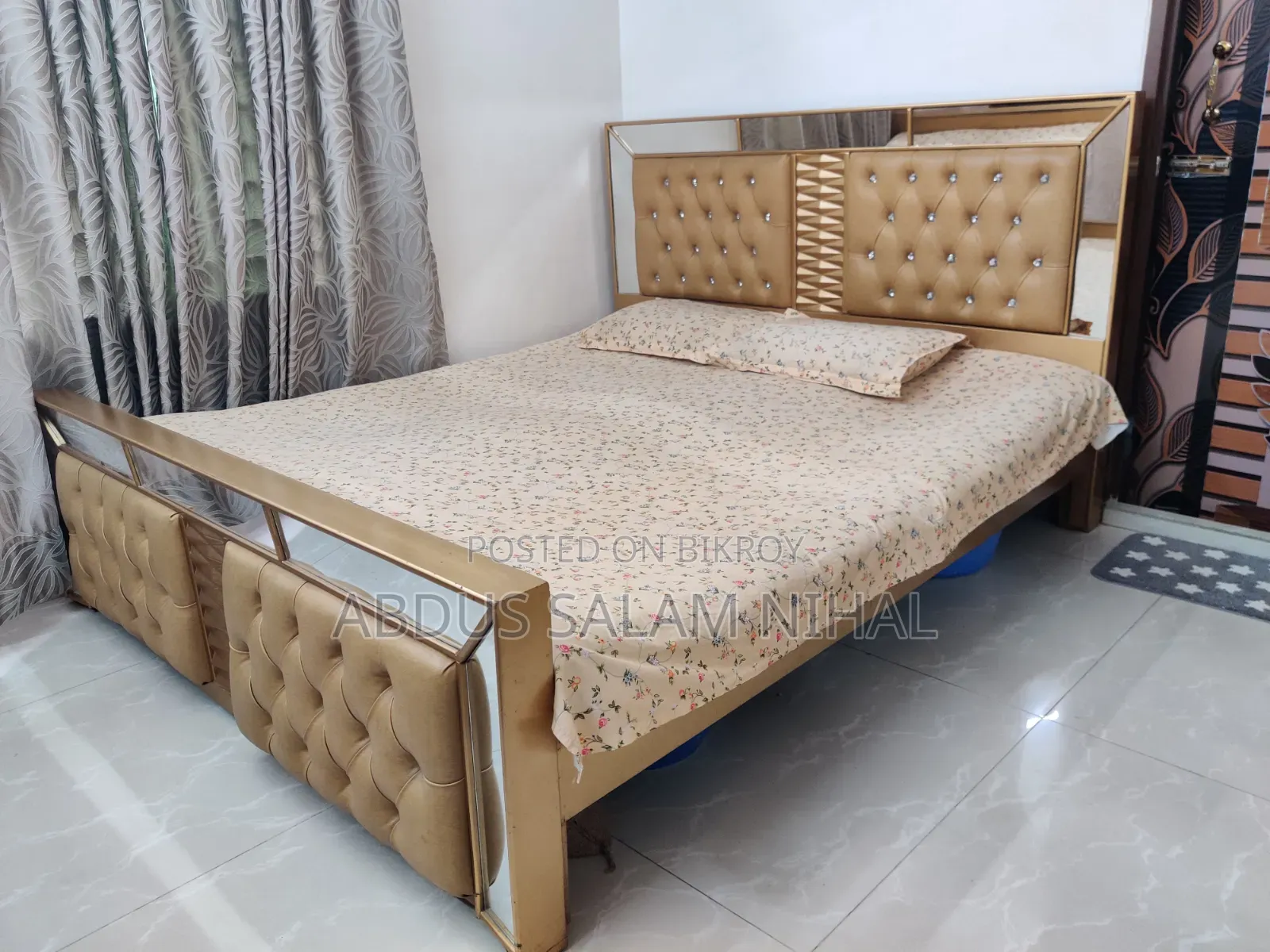 Wooden Bed (6ft × 7ft) With Mattress & Toshok - Full Package