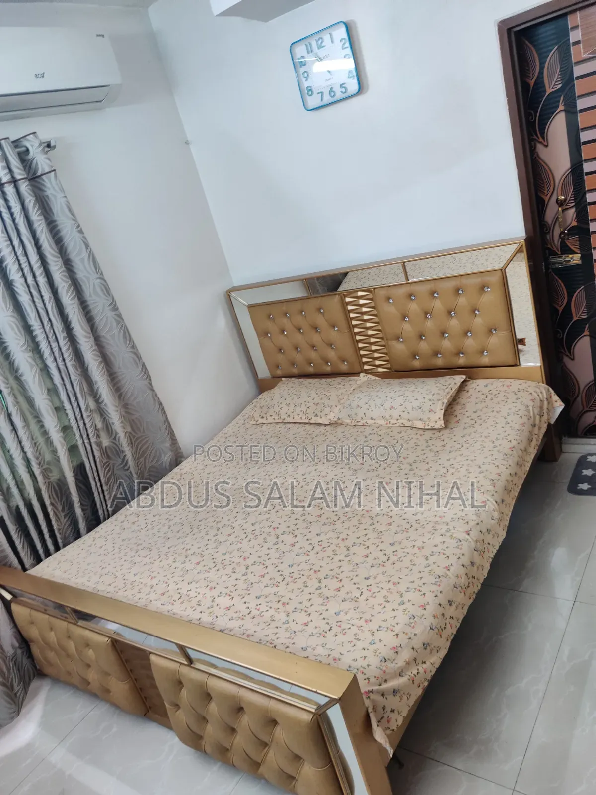 Wooden Bed (6ft × 7ft) With Mattress & Toshok - Full Package