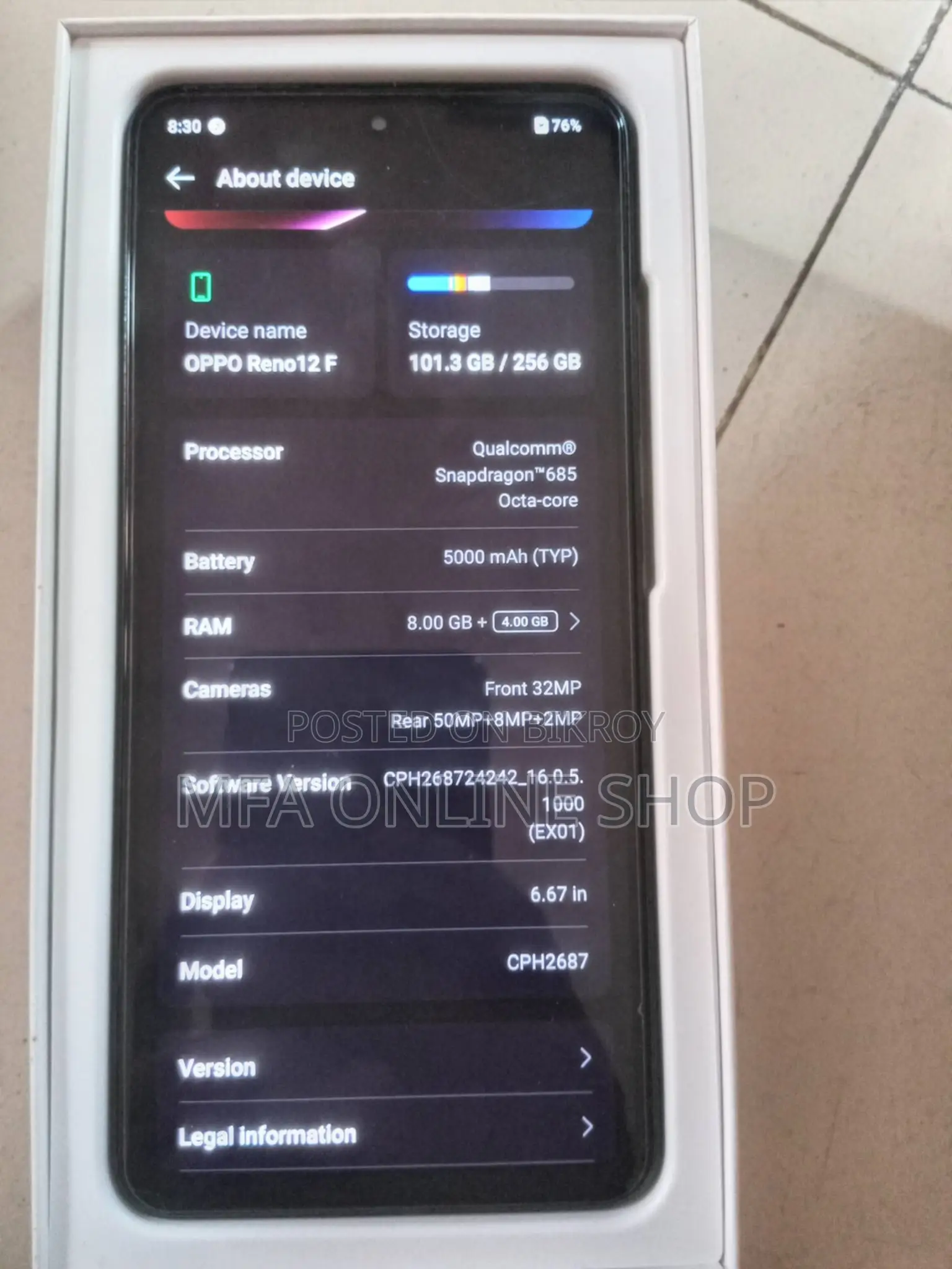 Oppo Reno12 F 256 GB Blue