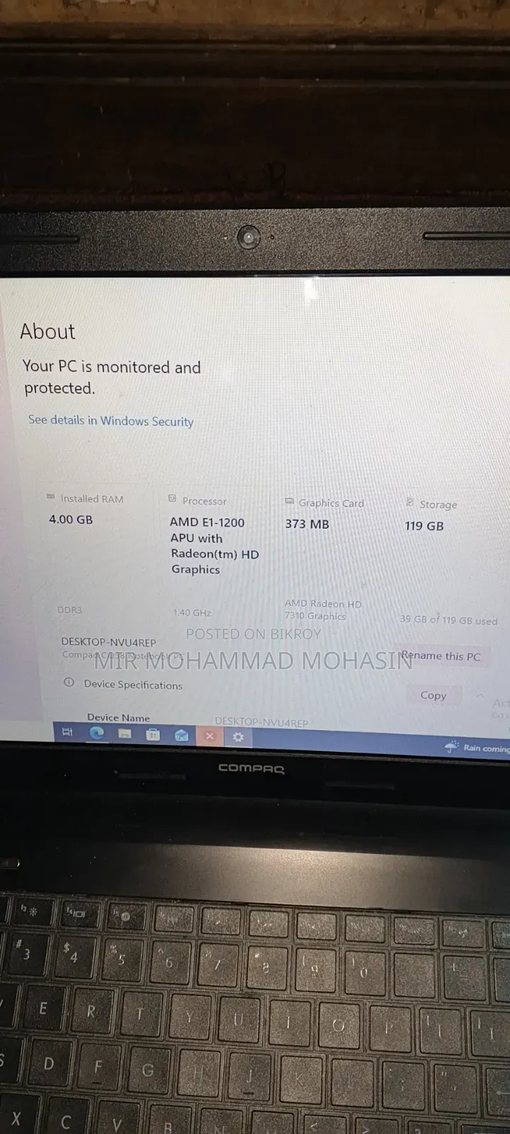 Laptop 4GB AMD SSD 128GB