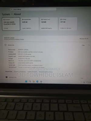 ল্যাপটপ আসুস ভিভুবুক ১৫ ৮জিবি ইন্টেল কোর আই৩ এসএসডি ৫০০জিবি