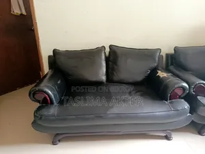 2 Piece Black Synthetic Leather Sofa for Sale