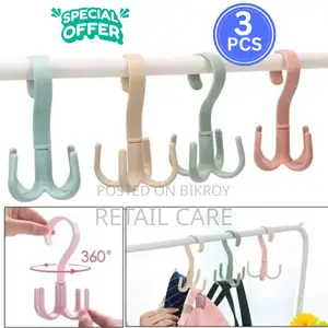 360° Rotating 4 Claw Hook Hanger for Clothes & Closet Organizer-3pcs