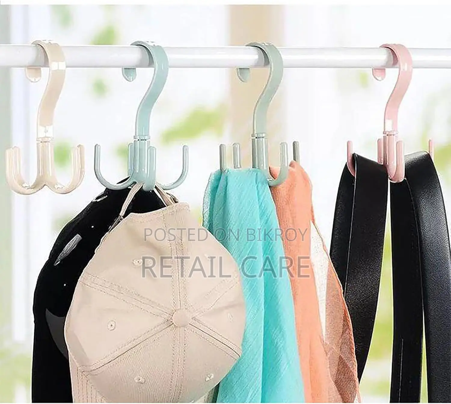 360° Rotating 4 Claw Hook Hanger for Clothes & Closet Organizer-3pcs