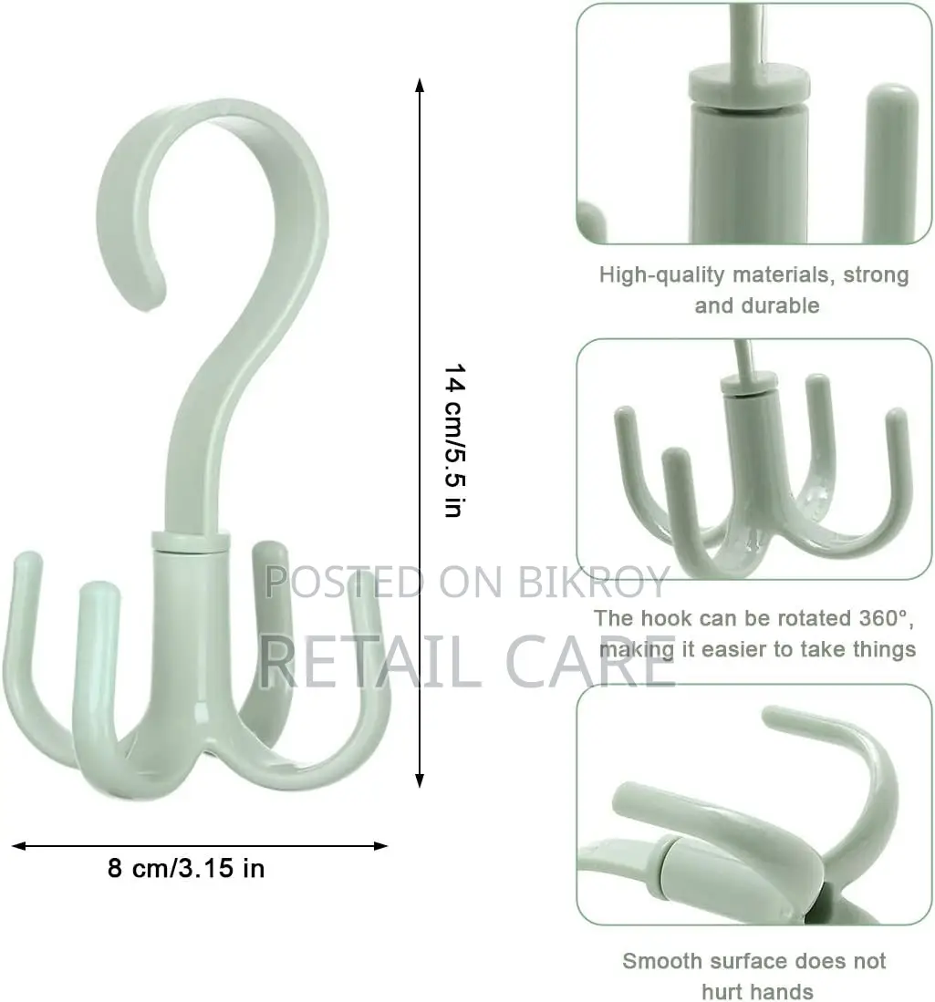 360° Rotating 4 Claw Hook Hanger for Clothes & Closet Organizer-3pcs