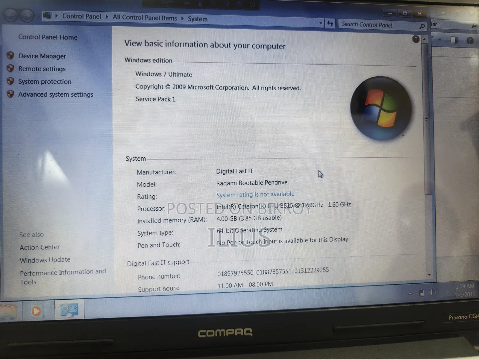 Laptop Compaq Presario CQ43 4GB Intel Celeron HDD 500GB