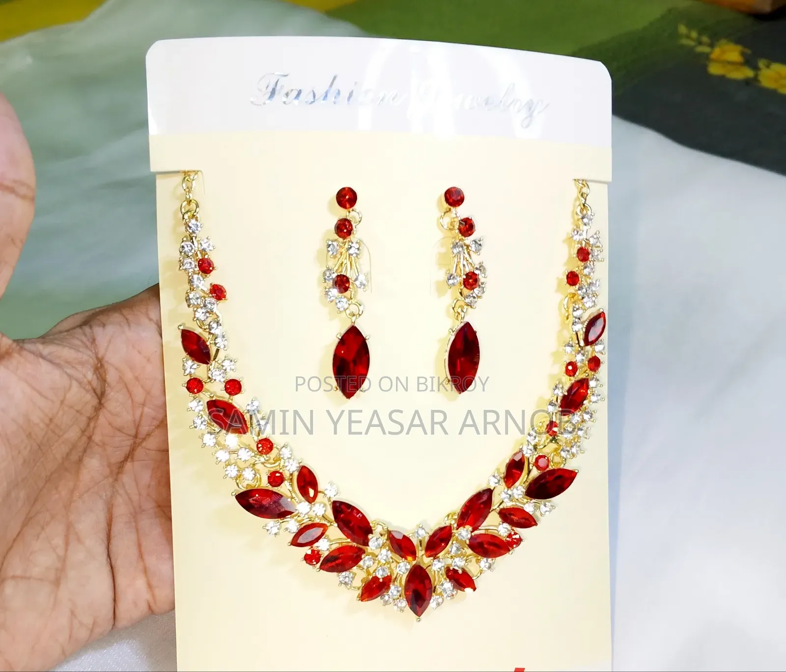 Crystal Necklace Earring Combo Set Korean European Necklace Style