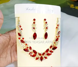 Crystal Necklace Earring Combo Set Korean European Necklace Style