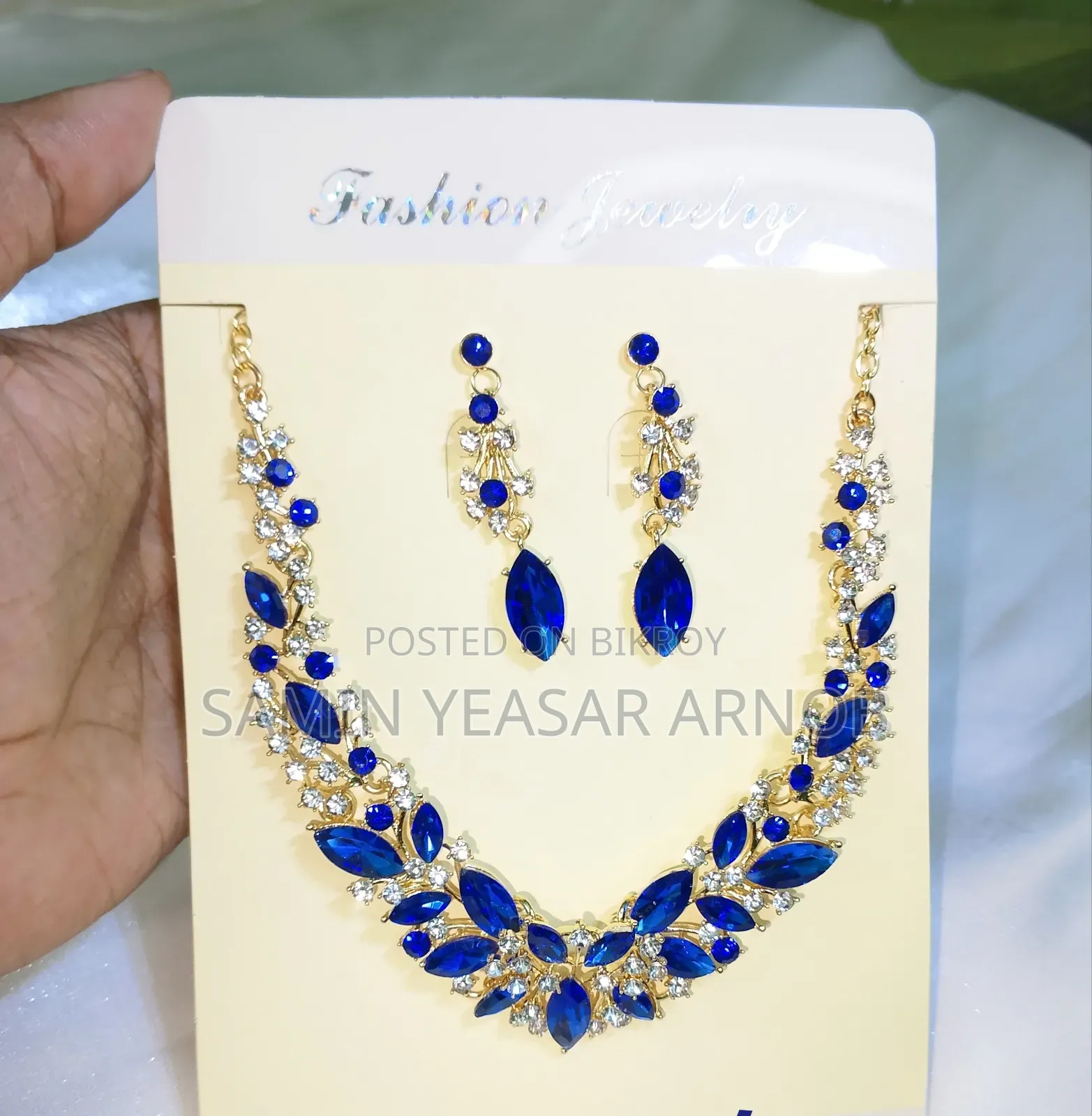 Crystal Necklace Earring Combo Set Korean European Necklace Style