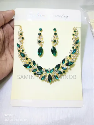 Crystal Necklace Earring Combo Set Korean European Necklace Style