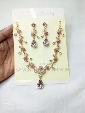 Crystal Necklace Earring Combo Set Korean European Necklace Style