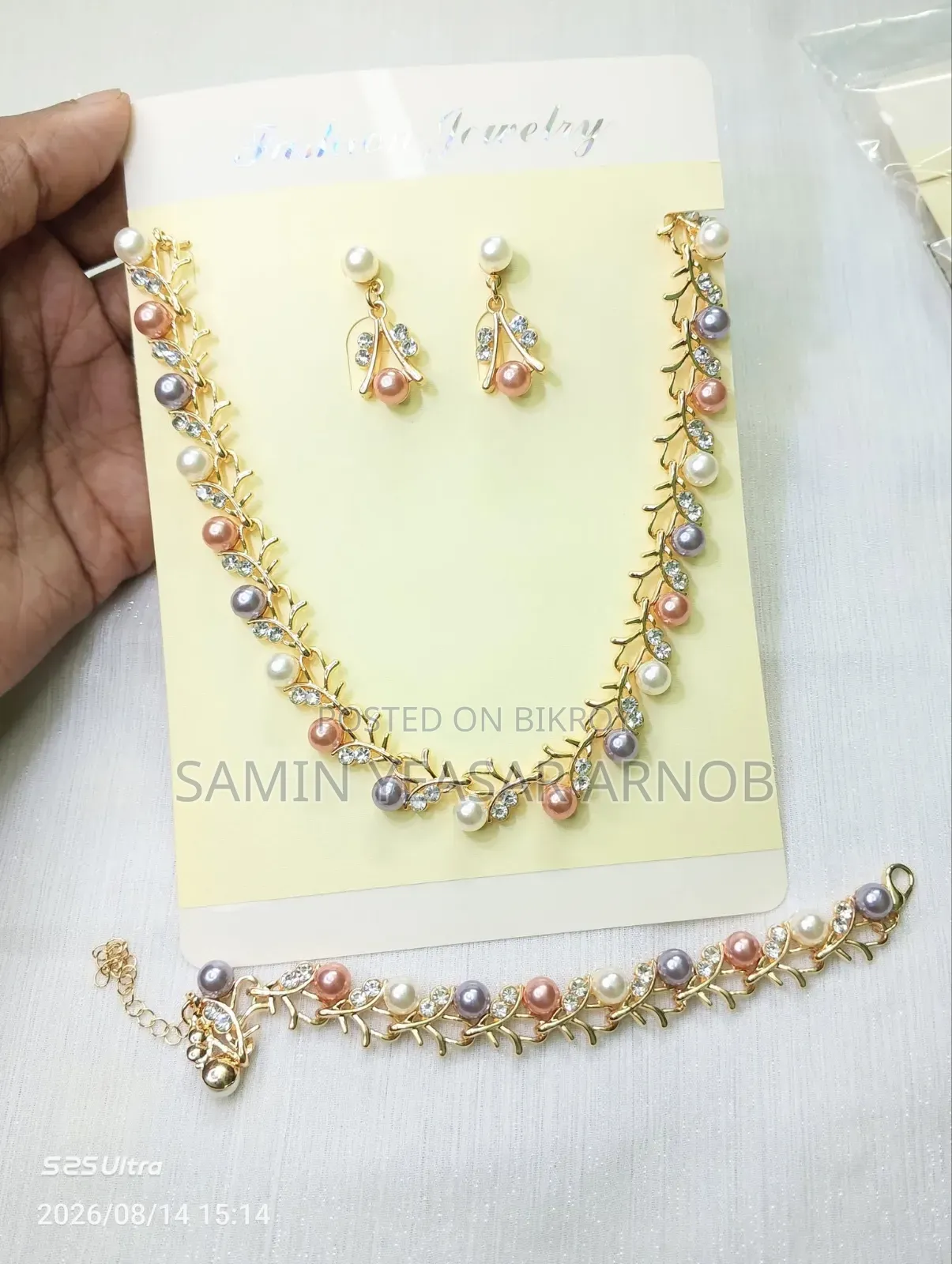 Crystal Necklace Earring Combo Set Korean European Necklace Style