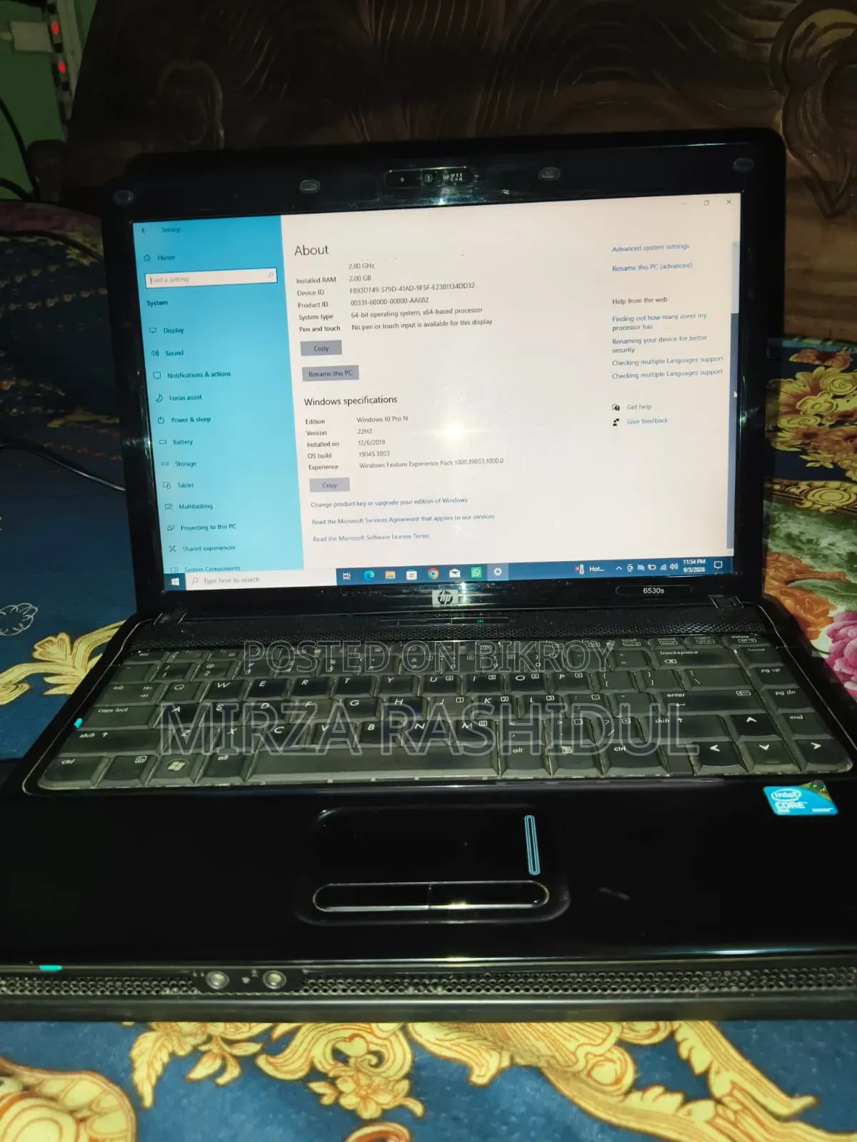 Laptop HP 2GB HDD 128GB
