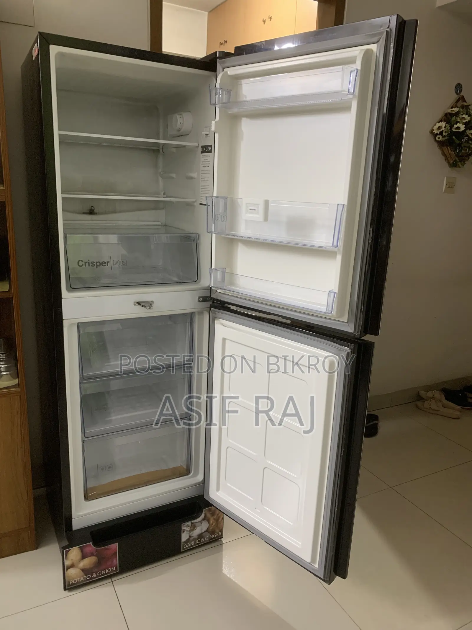 Singer 180L Black Bottom Mount Refrigerator