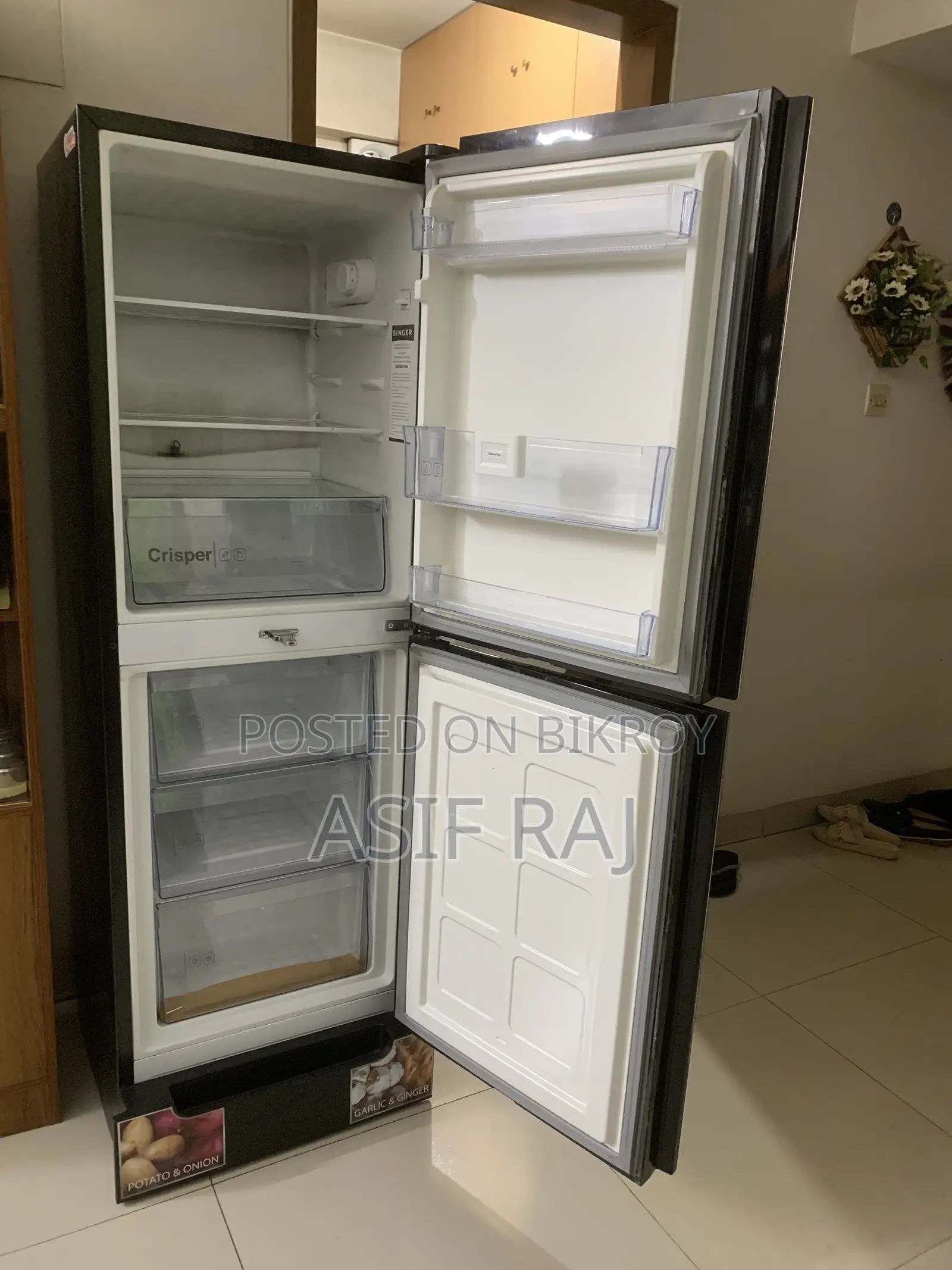 Singer 180L Black Bottom Mount Refrigerator