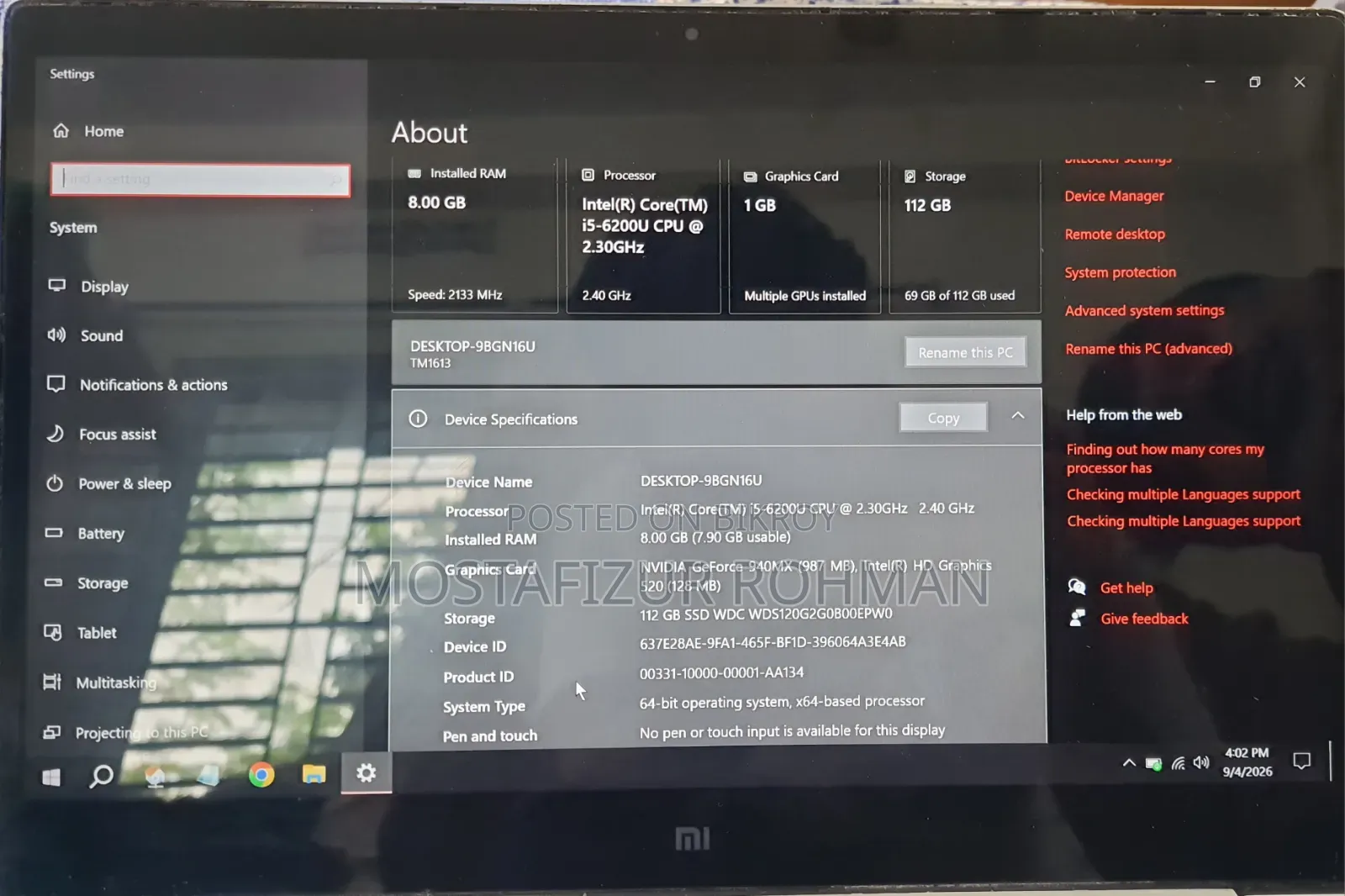 Laptop Xiaomi Mi Notebook Air 8GB Intel Core i5 SSD 128GB