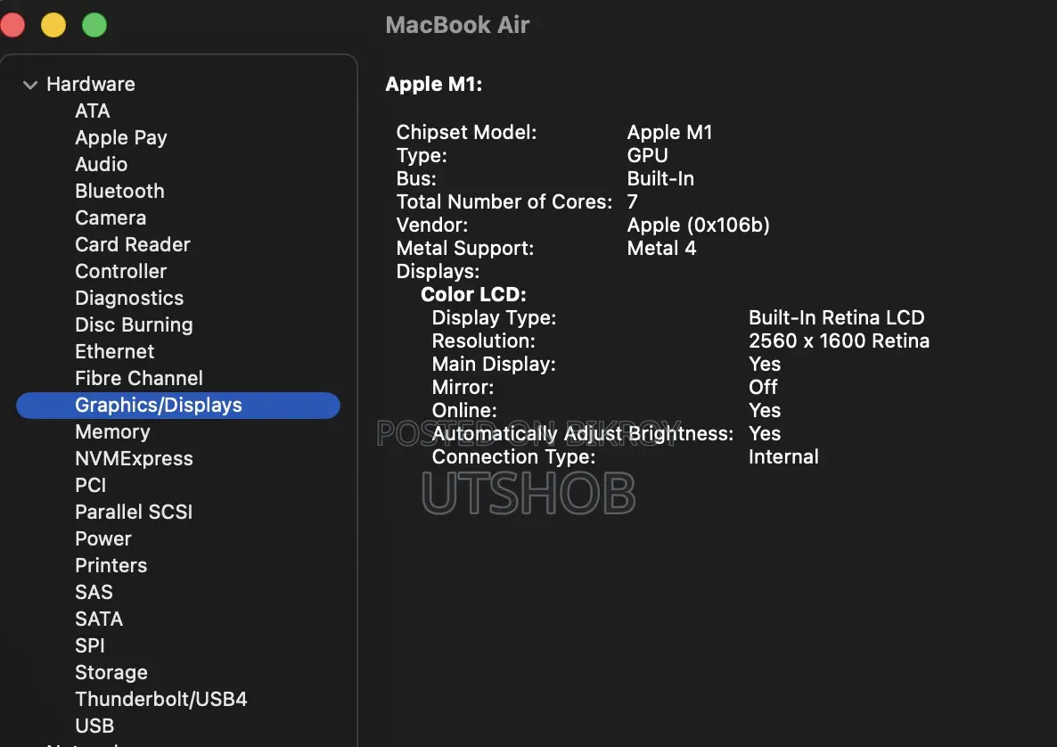 Laptop Apple MacBook Air 2020 M1 8GB Apple M1 SSD 256GB
