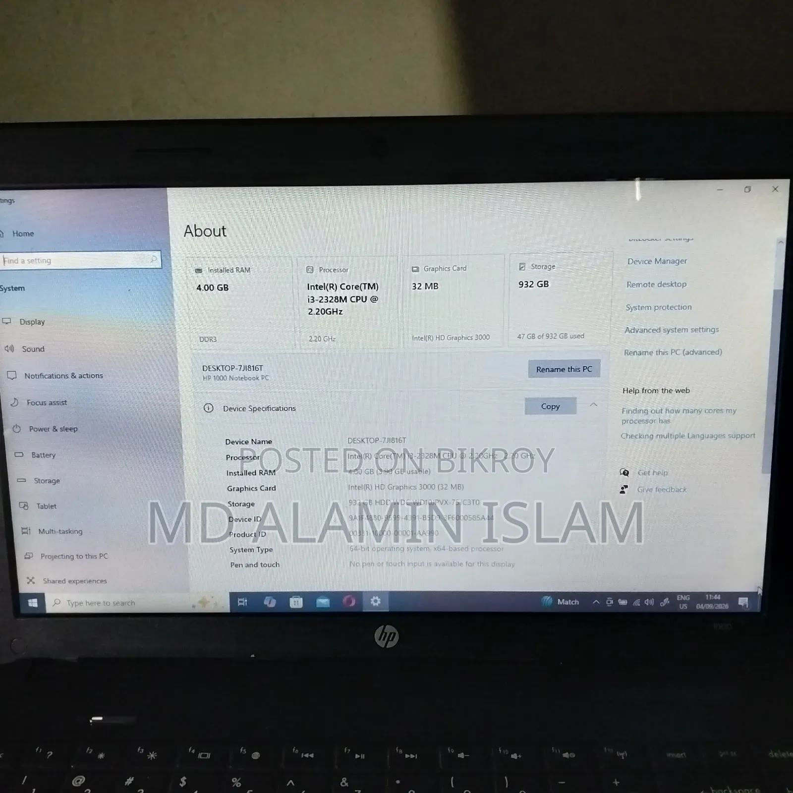 Laptop HP ProBook 4540S 4GB Intel Core I3 HDD 1T