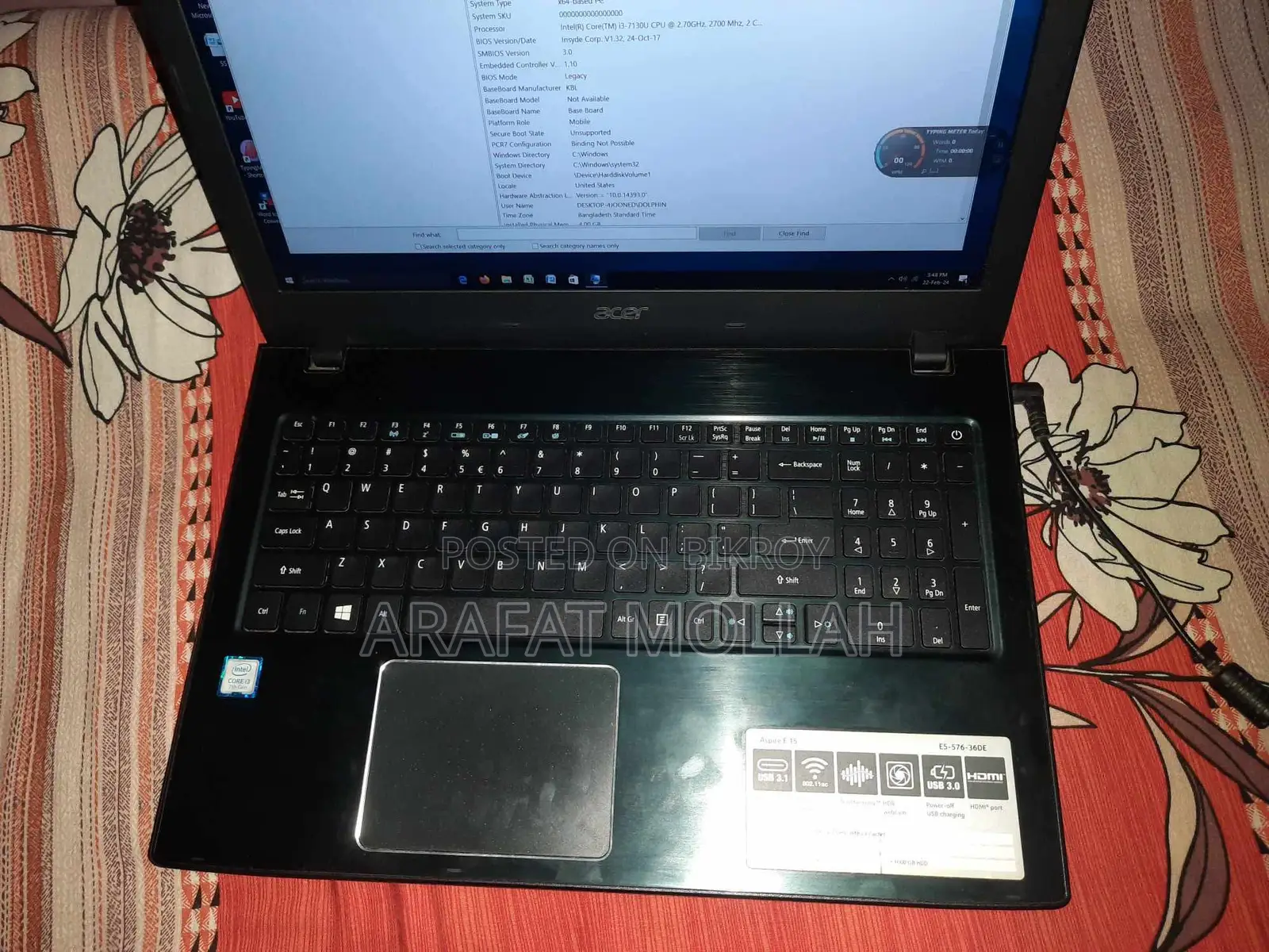 Laptop Acer Aspire 15 4GB Intel Core i3 HDD 1T