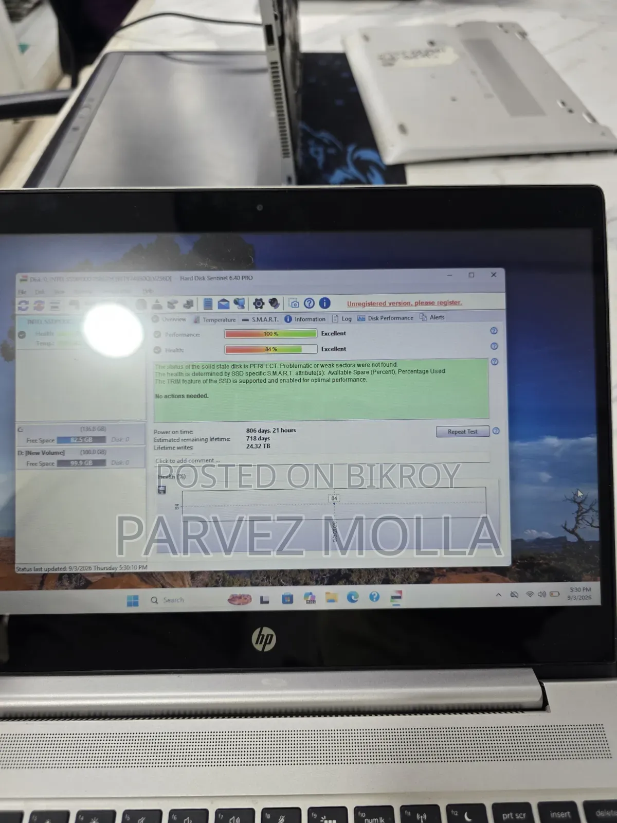 Intel 256GB NVMe M.2 SSD - সম্পূর্ণ ফ্রেশ/ভালো কন্ডিশন