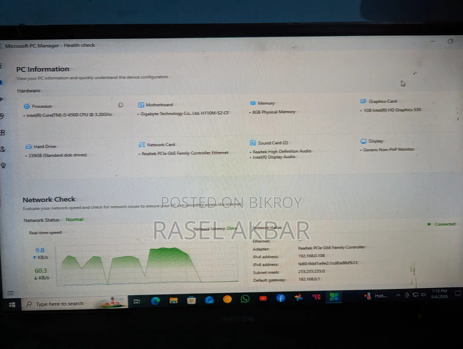 Gigabyte GA-H110MSTX-HD3-ZK 8GB Intel Core i5 SSD 256GB
