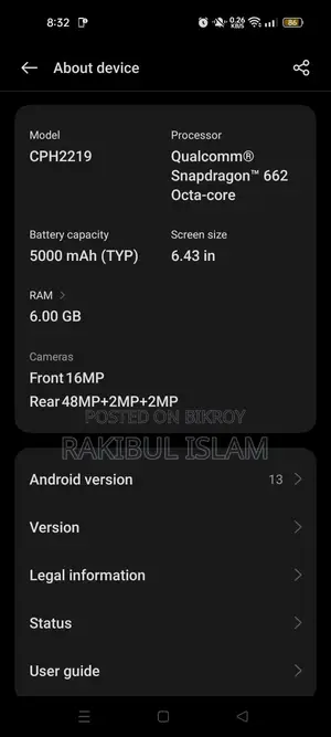 Oppo F19S 128 GB Blue