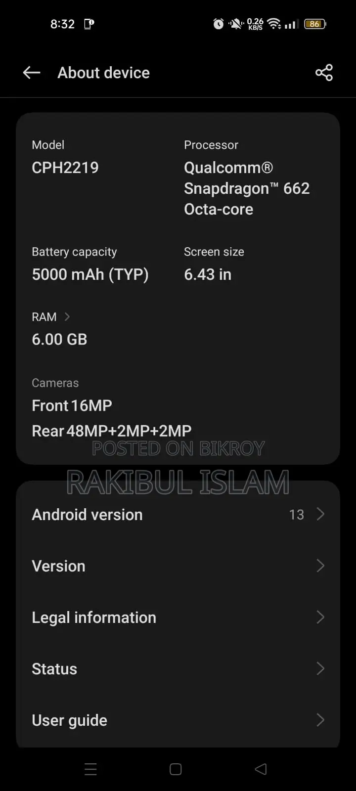Oppo F19S 128 GB Blue