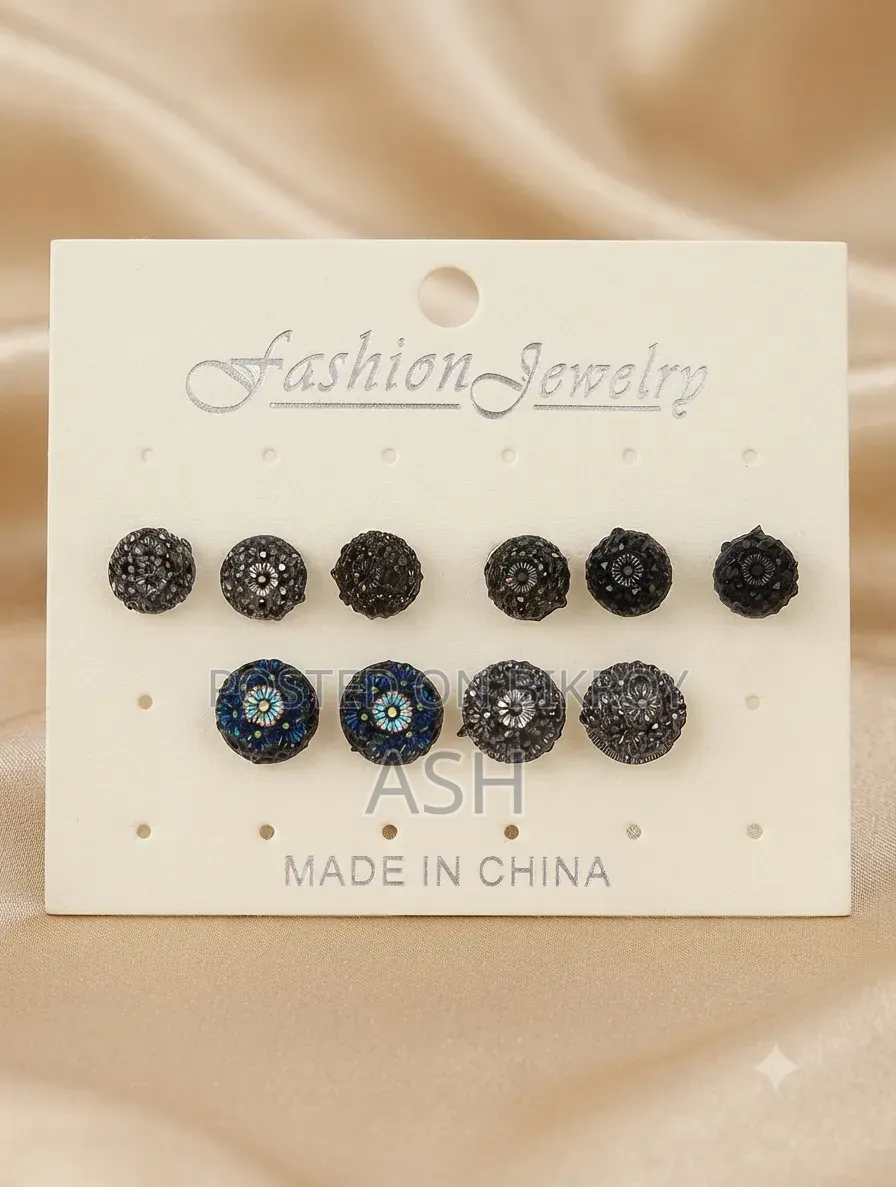 5 Pairs Vintage Patterned Stud Earrings Set for Women