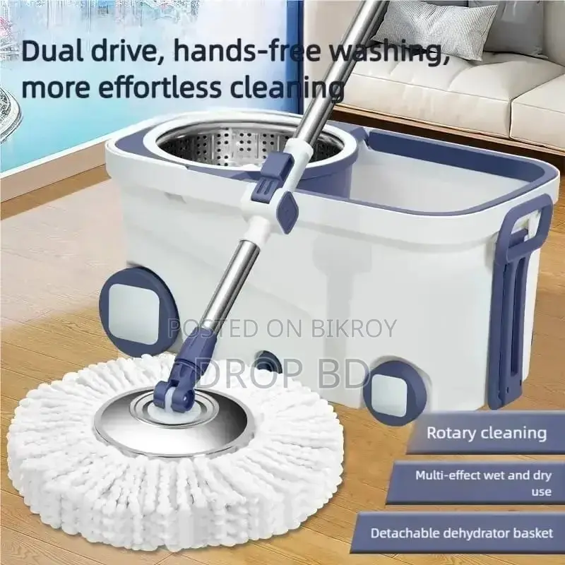 Mop With Long Telescopic Steel Handle and Microfiber Cloth - 3