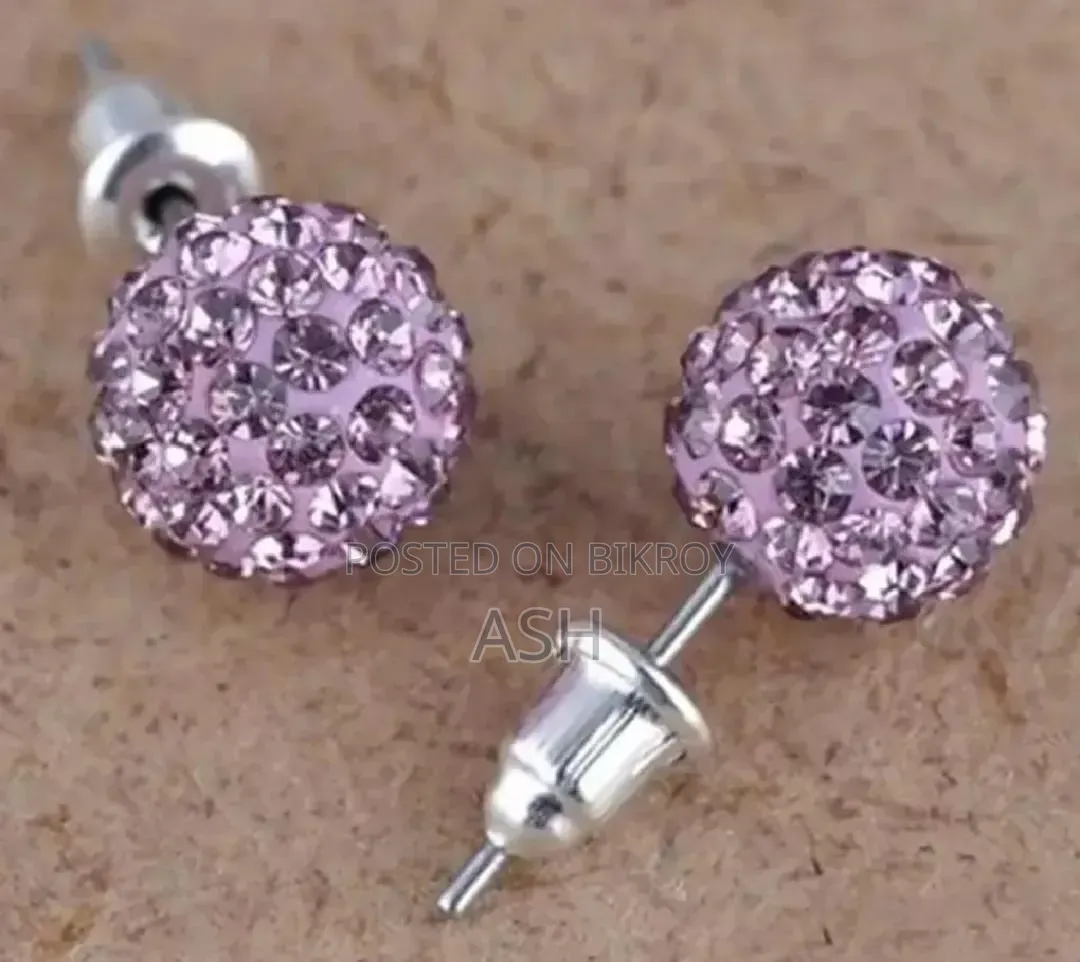 5 Pair Stainless Steel Ball Shape Stone Stud Earring for Women